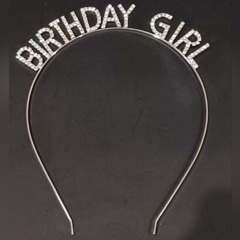 Bling BIRTHDAY GIRL Silver Rhinestone Headband Tiara Dazzling for Happy Birthday